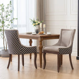 Ultra Side Dining Chair, Thickened Fabric Chairs With Neutrally Toned Solid Wood Legs, Bronze Nail Head (Set of 2) - Furniture Home Direct