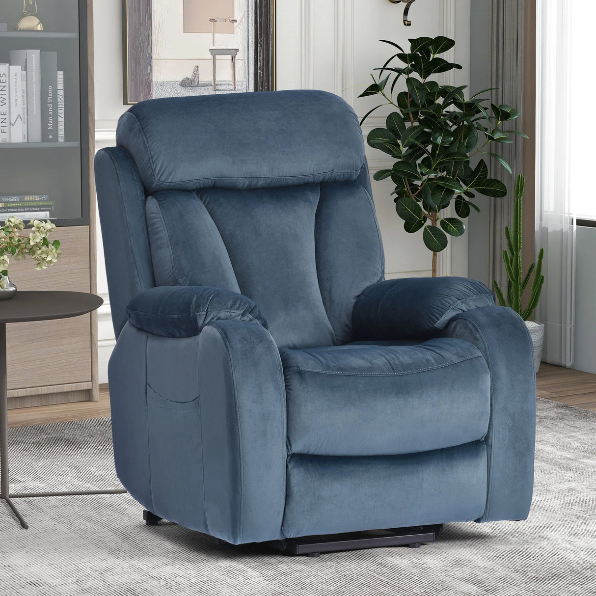 Power Lift Chair Recliner With Remote Control - Navy Blue - Furniture Home Direct