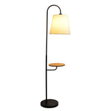 Seoul - Floor Lamp With Rotary Switch Wood Table Base - Black / White - Furniture Home Direct