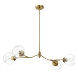 Jewel - 4 Lights Modern Farmhouse Chandelier Ceiling Hanging Light Fixture - Clear / Gold - Furniture Home Direct