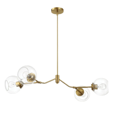 Jewel - 4 Lights Modern Farmhouse Chandelier Ceiling Hanging Light Fixture - Clear / Gold - Furniture Home Direct