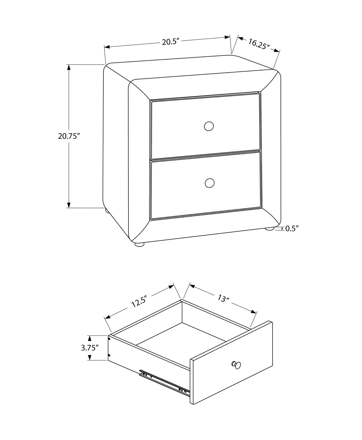 Nightstand, Storage Drawer Versatile Use, Upholstered, Transitional - Furniture Home Direct