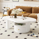 Cloud - Coffee Table, Irregular Shape Coffee Table With 1 Dreawer And Shelf For Living Room - White - Furniture Home Direct