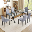 Dining Set With Glass Table And Upholstered Chairs Gray - Furniture Home Direct