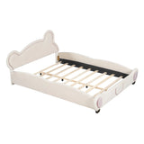 Kids Bed Bear Headboard with BuiltIn Storage Beige - Furniture Home Direct