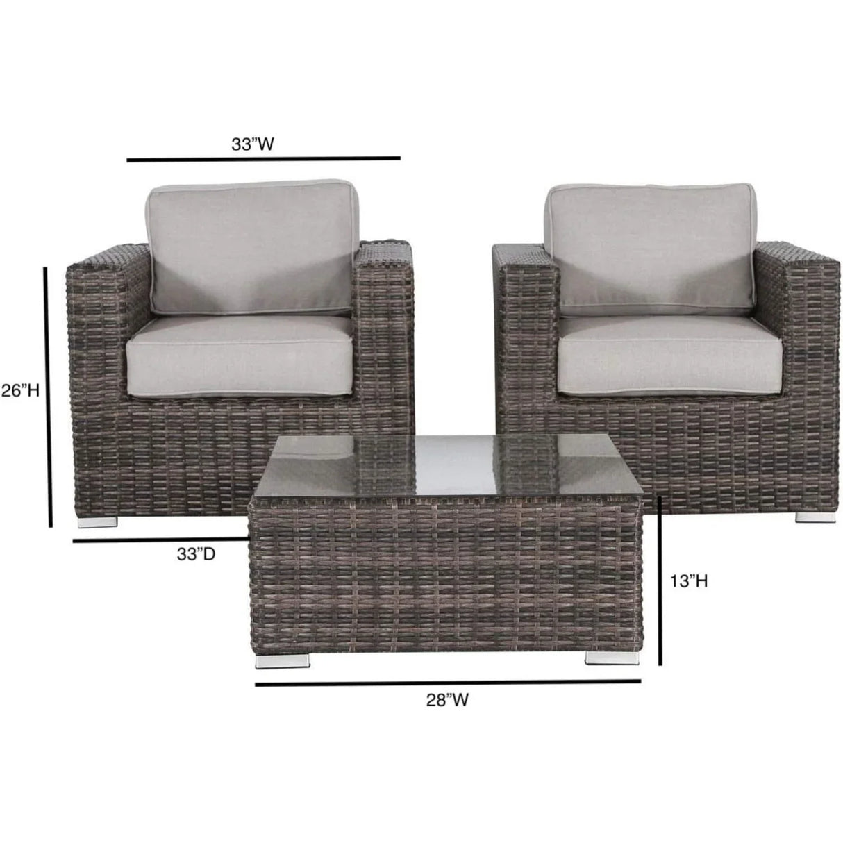 Wicker Seating Group Set With Table And Cushions - Furniture Home Direct