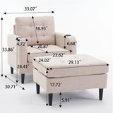 Upholstered Armchair And Storage Ottoman Set, Comfortable Single Sofa With Cup Holders And Tufted Detailing, Ideal For Living Room Or Bedroom - Furniture Home Direct