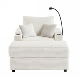 Single Sofa Couch With Storage Space, Movable Ottoman, USB Ports, Cup Holders, Phone Holder - Furniture Home Direct