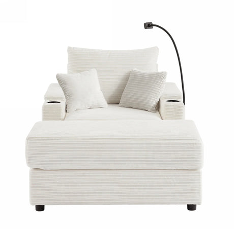 Single Sofa Couch With Storage Space, Movable Ottoman, USB Ports, Cup Holders, Phone Holder - Furniture Home Direct