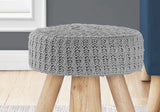 Ottoman, Pouf, Footrest, Foot Stool, Round Velvet, Natural Wood Legs, Contemporary, Modern - Furniture Home Direct