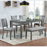 6 Pieces Kitchen Dining Set, Rectangular Wooden Dining Table With 4 Upholstered Chairs And A Bench - Furniture Home Direct