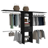 Closet System With Three Hanging Rods And Shelves Black - Furniture Home Direct