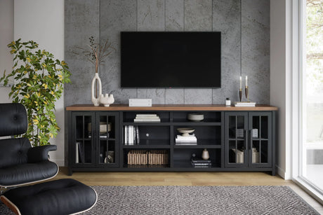 Essex - TV Stand Console For TVs Up To 100" - Black, Whiskey - Furniture Home Direct