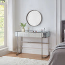 Mirrored Makeup Vanity Table With Stainless Steel Base And 2 Drawers - Furniture Home Direct