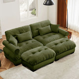 Modern Sectional Sofa With Ottoman, Round Bolster Armrests, Waist And Throw Pillows - Furniture Home Direct