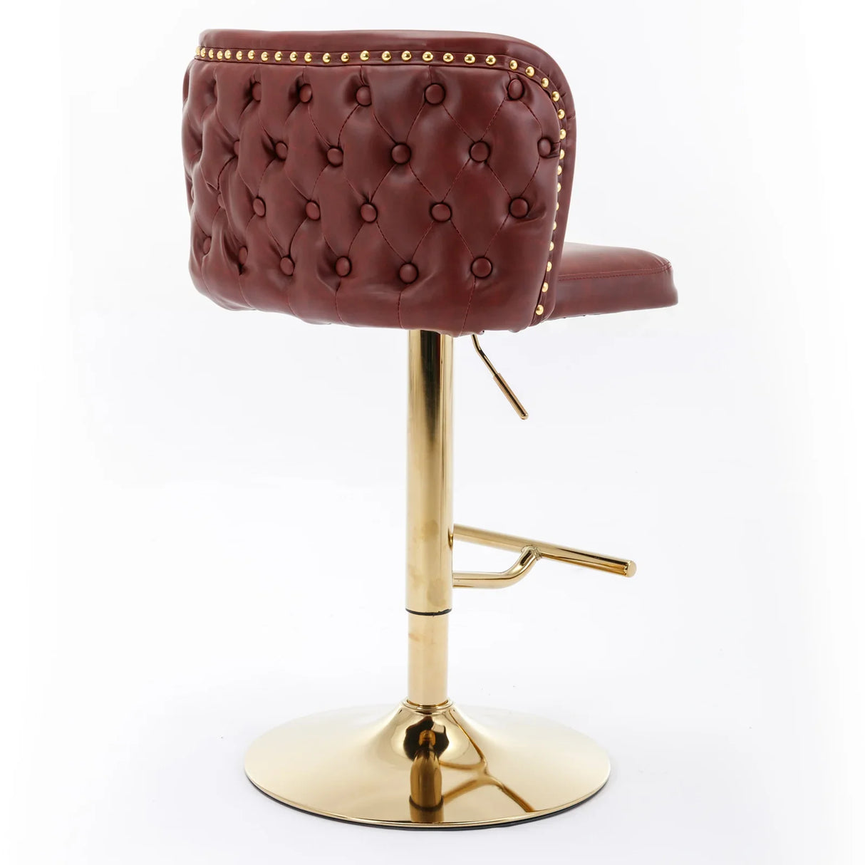 Counter Height Bar Stool Tufted Leather Swivel Burgundy - Furniture Home Direct