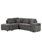 Convertible Sleeper, Sectional Pull Out Sofa Bed With Storage Ottoman, 2 Throw Pillows, 2 Stools, Wireless Charger And Two Hidden USB Ports For Living Room - Furniture Home Direct