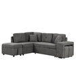 Convertible Sleeper, Sectional Pull Out Sofa Bed With Storage Ottoman, 2 Throw Pillows, 2 Stools, Wireless Charger And Two Hidden USB Ports For Living Room - Furniture Home Direct