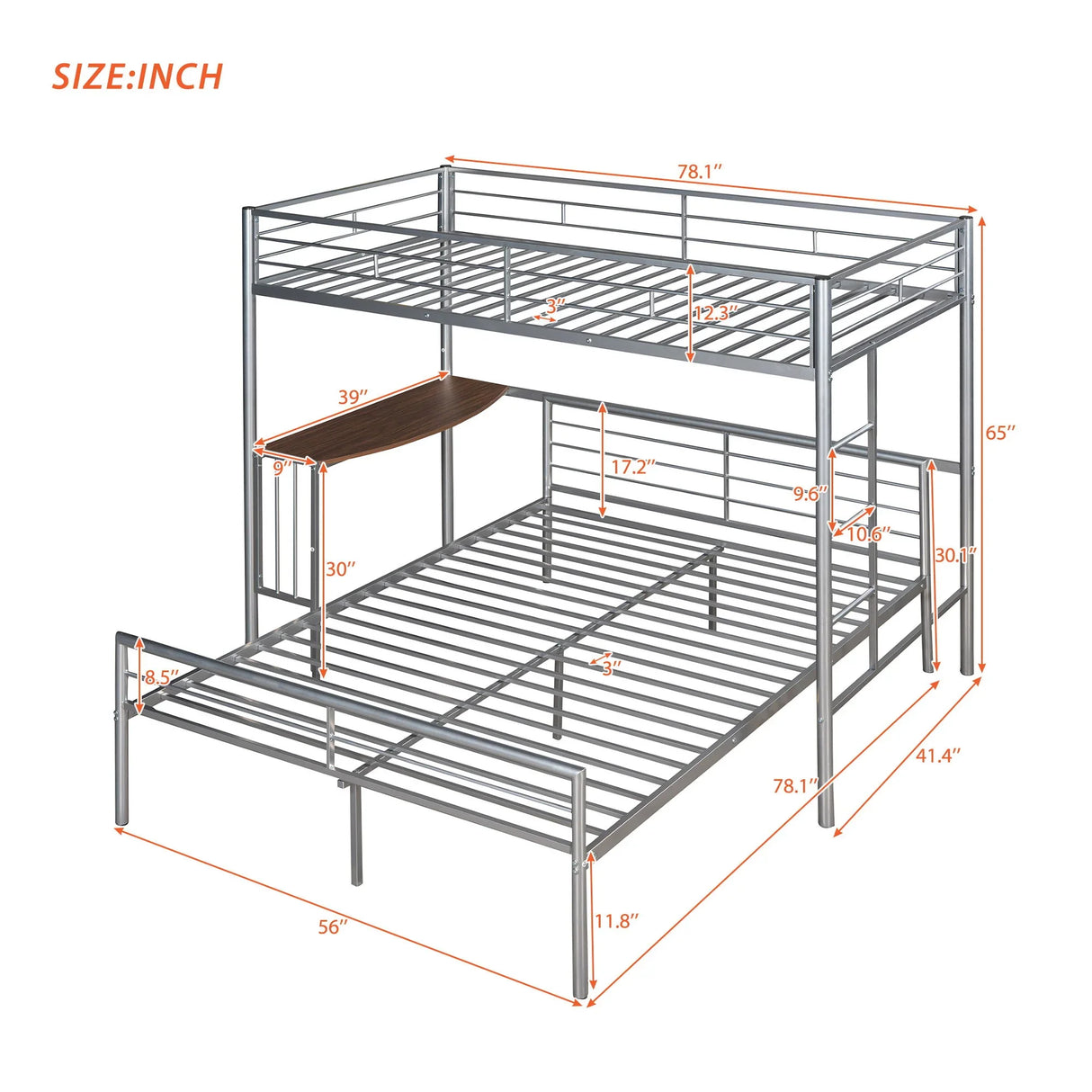 Bunk Bed With Desk, Ladder And Quality Slats For Bedroom - Furniture Home Direct