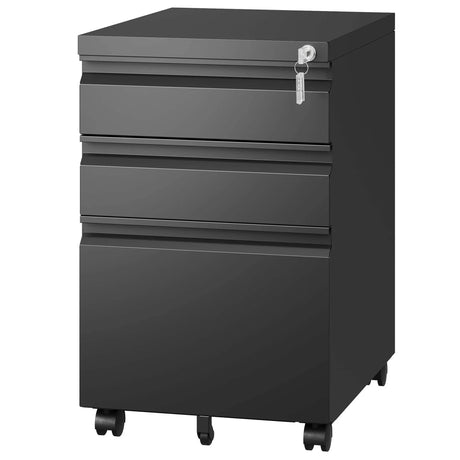 Metal Drawer Mobile File Cabinet With Lock For Home Office Organizer - Furniture Home Direct