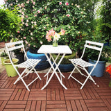 3 Piece Patio Bistro Set Of Foldable Square Table And Chairs - Furniture Home Direct