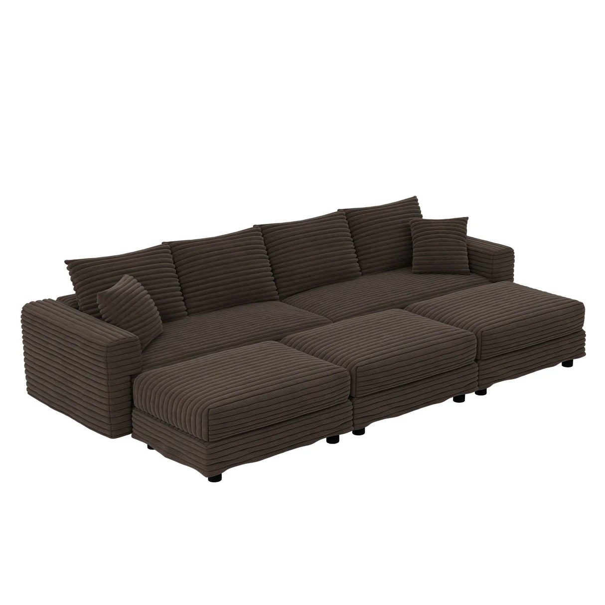 Deep Seat Convertible Sofa With Soft Pillows And Ottomans - Furniture Home Direct