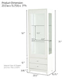 Modern Upholstered Glass Display Cabinet With Adjustable LED Light - White - Furniture Home Direct