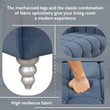 Modern 3-Living Room Set Including Sofa, love seat and Chair with solid wood legs, buttoned tufted backrest - Blue - Furniture Home Direct