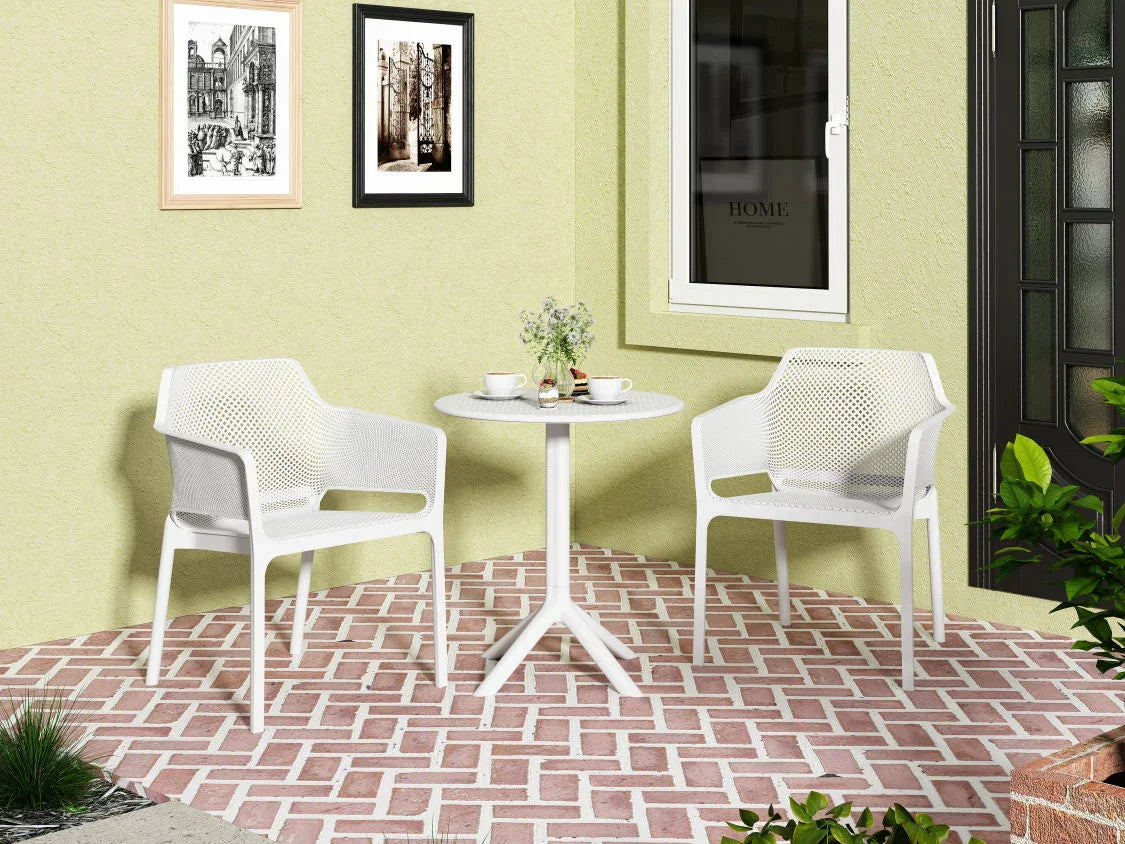 3 Piece Plastic Arm Chair Bistro Grs Premium Ocean Plastic - Furniture Home Direct