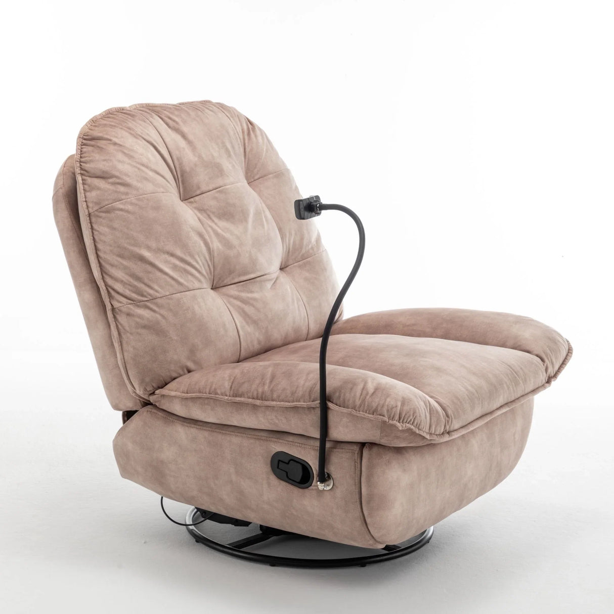 Modern Swivel Gliding Recliner Chair With Rocking Function And Phone Holder, Large Comfortable - Furniture Home Direct