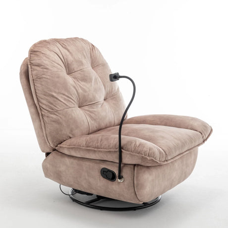 Modern Swivel Gliding Recliner Chair With Rocking Function And Phone Holder, Large Comfortable - Furniture Home Direct