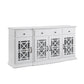 Classic Fretwork Detailed Glass Door Sideboard - Furniture Home Direct