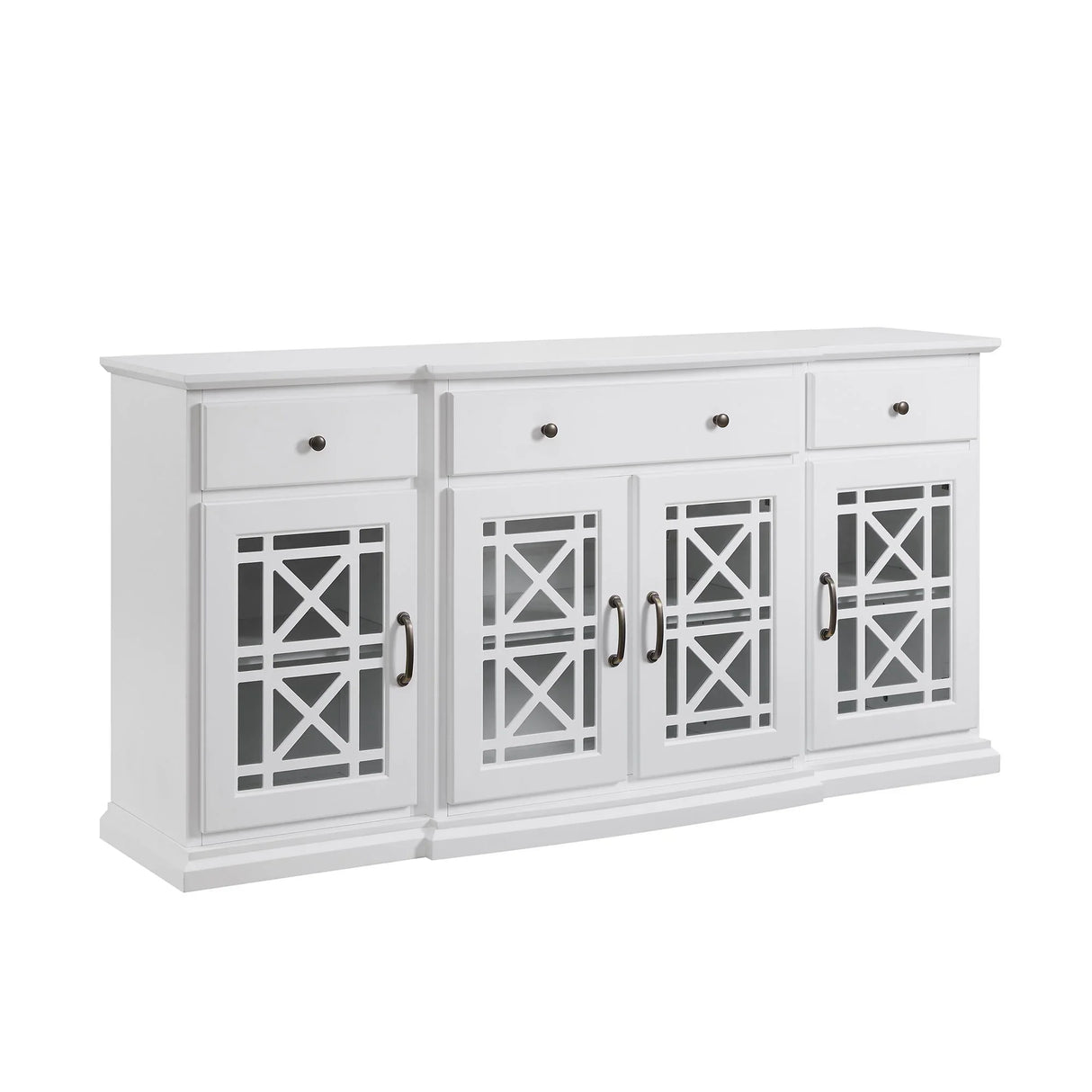 Classic Fretwork Detailed Glass Door Sideboard - Furniture Home Direct