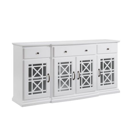 Classic Fretwork Detailed Glass Door Sideboard - Furniture Home Direct