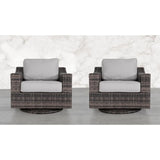 Contemporary Outdoor Swivel Patio Chair With Cushions (Set of 2) - Brown - Furniture Home Direct