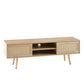 55.12" Rattan TV Cabinet, Double Sliding Doors For Storage, Adjustable Shelf, Solid Wood Legs, TV Console For Living Room - Furniture Home Direct