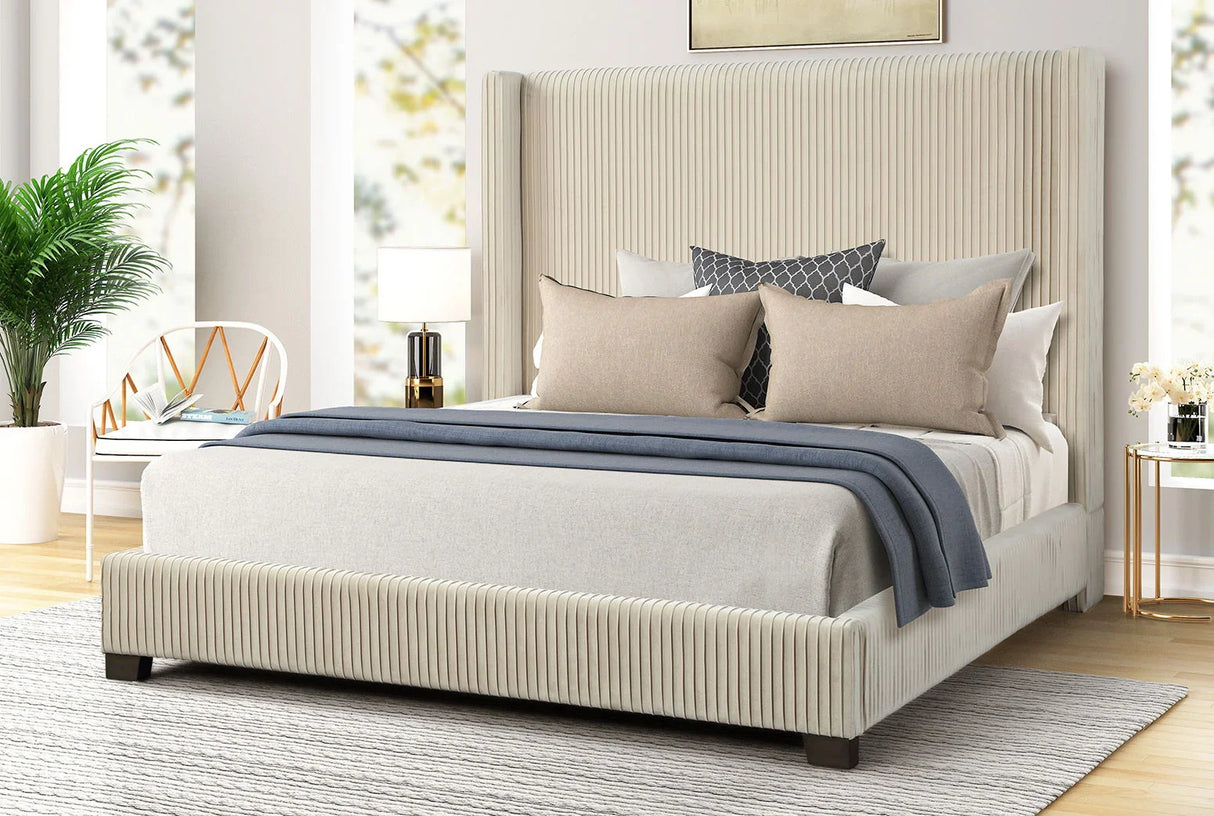 Upholstered Bed, Space-Saving Design - Furniture Home Direct