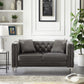 Wide Sofa With Jeweled Buttons Square Arm, 2 Pillows - Furniture Home Direct