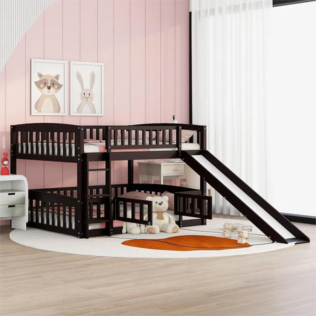 Low Bunk Bed With Slide, Fence And Ladder - Furniture Home Direct