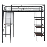 Loft Metal Bed With 3 Layers Of Shelves And Desk, Stylish Metal Frame Bed With Whiteboard - Furniture Home Direct