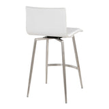 Mara - Upholstered Contemporary Fixed Height Counter Stool With Swivel (Set of 2) - White - Furniture Home Direct