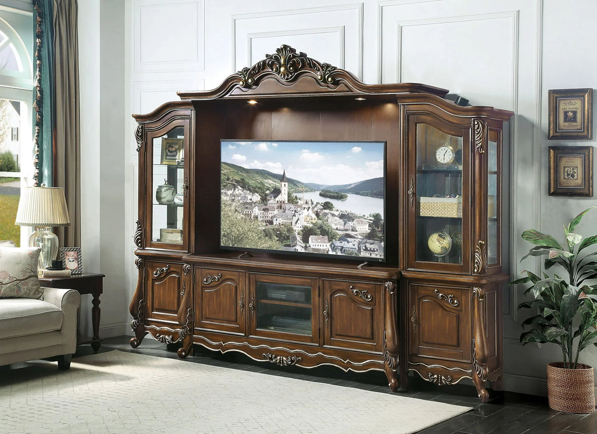 Latisha - Entertainment Center - Antique Oak - Furniture Home Direct