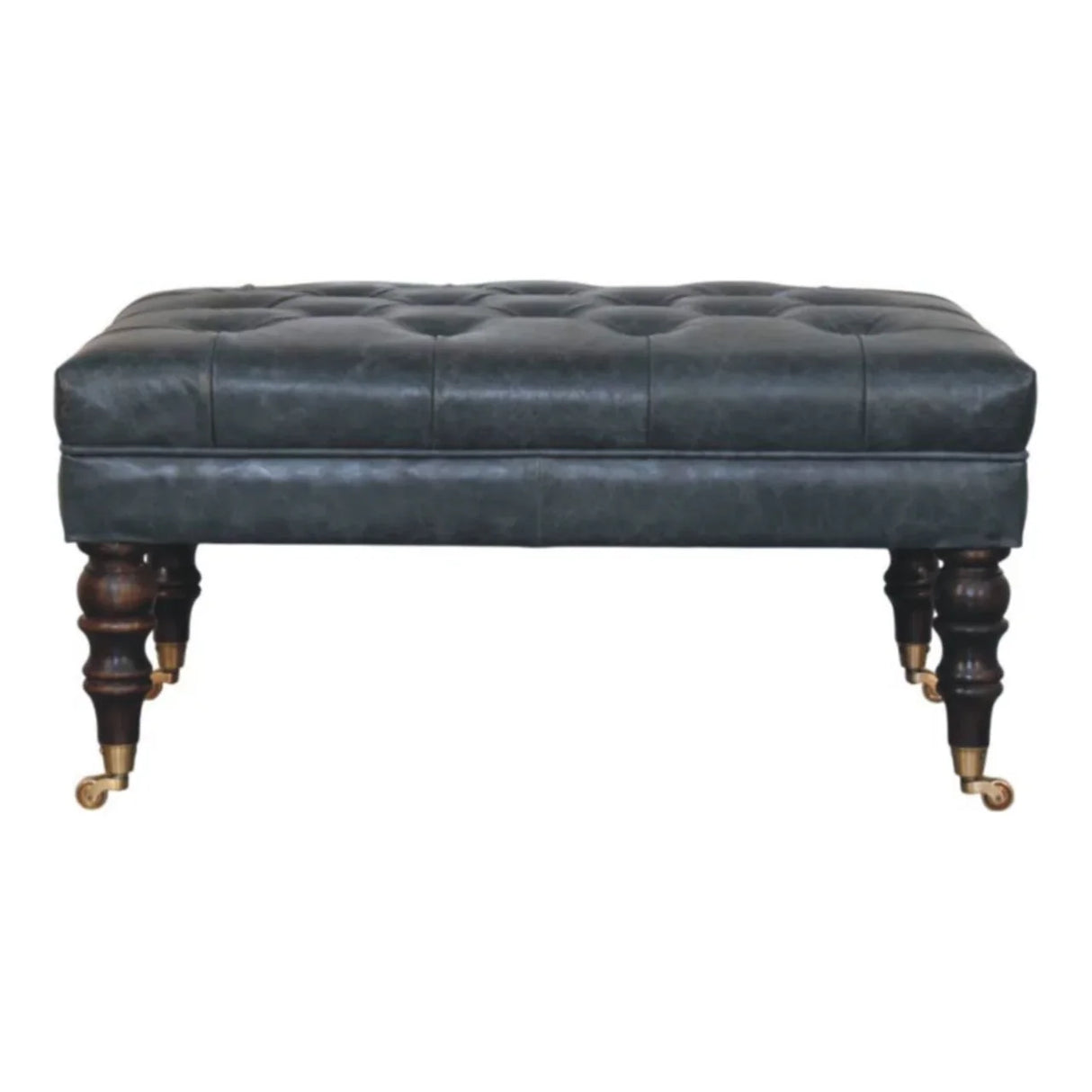 Buffalo - Leather Ottoman With Castor Legs - Furniture Home Direct