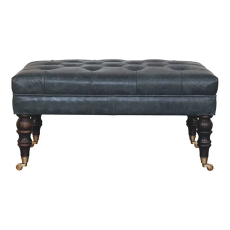 Buffalo - Leather Ottoman With Castor Legs - Furniture Home Direct