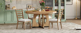 Dining Set Round Wood Table With Ladder Back Chairs Natural - Furniture Home Direct