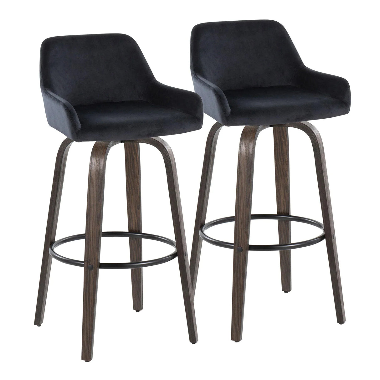 Daniella - Contemporary Fixed Height, Barstool With Swivel With Round Footrest (Set of 2) - Furniture Home Direct