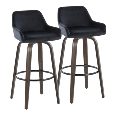 Daniella - Contemporary Fixed Height, Barstool With Swivel With Round Footrest (Set of 2) - Furniture Home Direct