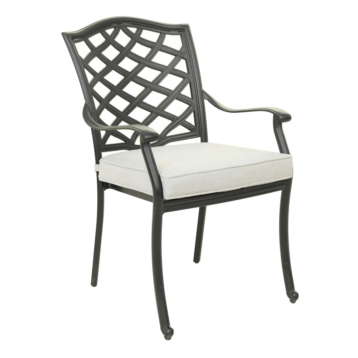 Aluminum Dining Arm Chair With Cushion (Set of 2) - Cast Silver - Furniture Home Direct