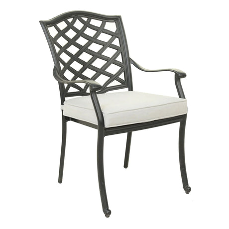 Aluminum Dining Arm Chair With Cushion (Set of 2) - Cast Silver - Furniture Home Direct