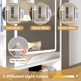 Vanity Desk With Lights and Ample Storage Drawers White - Furniture Home Direct